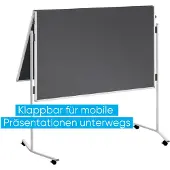 Franken Moderationstafel ECO, 1200 x 750/1500 mm, klappbar, beidseitig, mit Rollen, grau/Filz