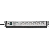 Brennenstuhl Premium-Line Überspannungsschutz-Steckdosenleiste, 6-fach, 19"-Format, 3 m Kabel, beleuchteter Schalter, IP20, grau/schwarz