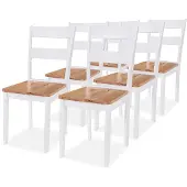 vidaXL Esszimmerstühle 6 Stk. Weiß Massivholz Gummibaum