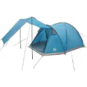 vidaXL Hütten-Zelt mit Dach Blau 4-Personen Polyester und Stahl