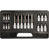 YATO YT-7752, Steckschlüssel-Set, 18 Stück(e), Schwarz, Edelstahl, Chrom-Vanadium-Stahl, 1/2, 1/4"