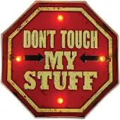 Forever Light Metallschild RETRO LED Don't Touch Schild groß 29,5 x 29,5cm Leuchtschild für Zimmer, Garage, Bar, Nachtlicht, Geschenk
