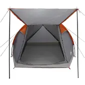 vidaXL Hütten-Zelt 4 Personen Grau und Orange Polyester und Stahl