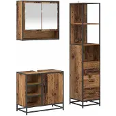 vidaXL Badezimmermöbel-Set 3 stk. Altholz 35 x 37,5 x 166 cm