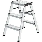 Songmics Leiter, Trittleiter, Aluleiter mit 3 Stufen, Stehleiter, bis 150 kg