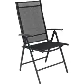 Linder Exclusiv GmbH Klappsessel 7 Positionen Gartenstuhl Gartenmöbel Liegesessel verstellbar Schwarz