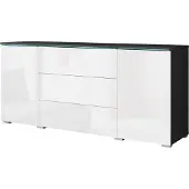 Bratex Sideboard Vera mit LED ca. 150 cm Anthrazit/Weiß
