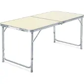 Toboli Campingtisch klappbar 120x60x70cm höhenverstellbar 54/61/70cm Klapptisch Aluminiumrahmen und Tischplatte aus MDF tragbarer Multifunktionstisch Buffettisch Camping Tisch Garten faltbar