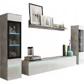 MINIO go for it , Wohnwand "VEVE 2 ", hängend, stehend, 3-Teilig, Beton/ Weiss Farbe