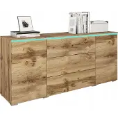 Bratex Sideboard Vera mit LED Eiche Wotan