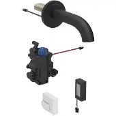 Geberit Piave Waschtischarmatur, Ausladung 220mm, mit Thermostatmischer, Batteriebetrieb, für UP-Funktionsbox, 116.288.14.1, Farbe: schwarz matt, easy-to-clean-beschichtet