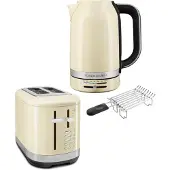 KitchenAid Frühstückspaket inkl. Wasserkocher 5KEK1701, Toaster 5KMT2109 + Brötchenaufsatz + Sandwichzange Creme