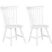 Beliani Esszimmerstuhl 2er Set Weiß Gummibaumholz Modern Minimalismus Esszimmer Wohnzimmer