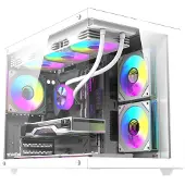 Darkflash PC-Gehäuse B275 PRO in Weiß mit 6 Lüftern und Glasfenster
