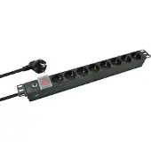 Helos 19" Steckdosenleiste PROFESSIONAL, 8-fach, schwarz, 2,0m, mit Schalter