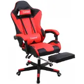 Herzberg Gaming- und Bürostuhl mit ausziehbarer Fußstütze, Rot