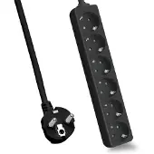 Helos Steckdosenleiste CLASSIC, 6-fach, schwarz, 1,5m, ohne Schalter