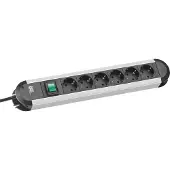 Bachmann PRIMO Steckdosenleiste 6x Schutzkontakt, Aluminium, mit Schalter, 1,75 m