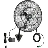 Vevor 95W Industrieller Wandventilator 56 cm, 7 m/s Oszillierender Wandlüfter mit Fernbedienung Nebel & 18h Timer, Gewerblicher Industrieventilator IP44 Wasserfest für Werkstatt Garage Lager, Schwarz
