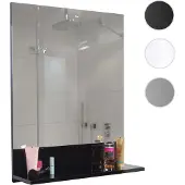 Mendler Wandspiegel mit Ablage HWC-B19, Badspiegel Badezimmer, hochglanz 75x60cm schwarz
