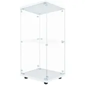 PXloue Vitrine Standvitrine mit LED-2 Lagen Glasvitrine in Weiß 40x36x86cm