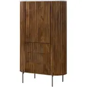 MASSIVMOEBEL24.DE MASSIVMOEBEL24 Highboard Mango 100x45x160 braun lackiert / Marmor weiß BARCELONA #242