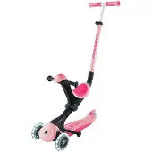 Globber GO-UP DELUXE LIGHTS – 3in1 Dreirad, 120/80 mm, ABEC 9, 3-rädrig, höhenverstellbar,LED-Leuchtrollen, pastellrosa