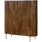 MASSIVMOEBEL24.DE MASSIVMOEBEL24 Highboard Mango 150x45x160 braun lackiert / Marmor weiß BARCELONA #241