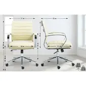 CLP Bürostuhl Oakland höhenverstellbar und drehbar creme Material Kunstleder