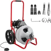Vevor Rohrreinigungsmaschine φ9,5 mm x 22 m, Reinigungsspirale mit Manueller Zufuhr, 6 Schneidwerkzeugen & Pneumatischem Fußschalter, Rohrreiniger für Rohrdurchmesser von 50 mm bis 100 mm