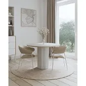 Design Möbel Design Esstisch LOOP Ø100 cm Rundtisch Wohnzimmer Weiß / CASHMERE