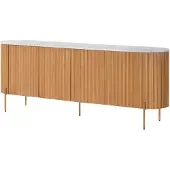 MASSIVMOEBEL24.DE MASSIVMOEBEL24 Sideboard Mango 200x40x76 natur lackiert / Marmor weiß BARCELONA #502