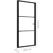 vidaXL Innentür ESG Glas und Aluminium 102,5x201,5 cm Schwarz