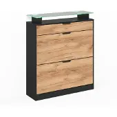 Vicco Schuhkipper Alex, Goldkraft Eiche/Anthrazit, 89 x 105 cm mit LED-Beleuchtung