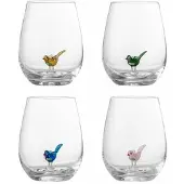 Bloomingville Misa Trinkgläser mit Vogelmotiv, 4er-Set