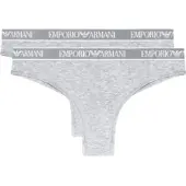 Emporio Armani für Damen. EW000404_AF19026 Set 2 brasilianische Slips aus Bio-Baumwollstrick mit Iconic Logo-Bund grau (M), Heimtextilien, B