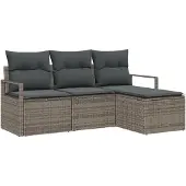 vidaXL Sofa Set 4 Stk. Grau Poly-Rattan