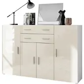 Vladon HIGHBOARD Aron Fronten in Creme Hochglanz