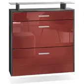 Vladon SCHUHSCHRANK Malea Fronten in Bordeaux Hochglanz