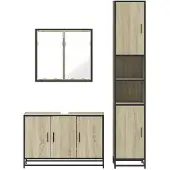 vidaXL 3-tlg. Badmöbel-Set Sonoma-Eiche Holzwerkstoff