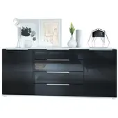 Vladon SIDEBOARD Porto Schwarz Hochglanz