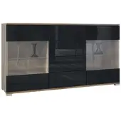 Vladon SIDEBOARD Bari Schwarz Hochglanz