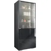 Vladon VITRINE Granada Schwarz Hochglanz