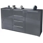 Vladon SIDEBOARD Linio Grau Hochglanz