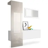 Vladon GARDEROBE Carlton Paneel in Sandgrau Hochglanz