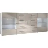 Vladon SIDEBOARD Carlos Sandgrau Hochglanz