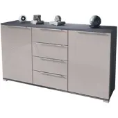 Vladon SIDEBOARD Linio Sandgrau Hochglanz