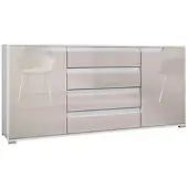 Vladon SIDEBOARD Sylt Sandgrau Hochglanz / Weiß Hochglanz