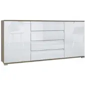 Vladon SIDEBOARD Sylt Weiß Hochglanz