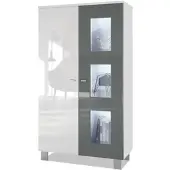 Vladon VITRINE Denjo Tür in Grau Hochglanz